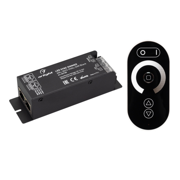 Arlight Диммер ARL-3022-OVAL-DIM Black (12-24V, 1x25A, ПДУ, RF) (IP20 Металл, 2 года) 027150
