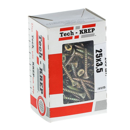 Tech-Krep Саморезы универсальные  25х3,5 мм (200 шт) желтые - коробка с ок. 102233