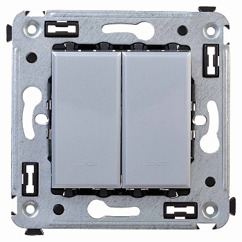 DKC Переключатель двухклавишный в стену, "Avanti", "Закаленная сталь"