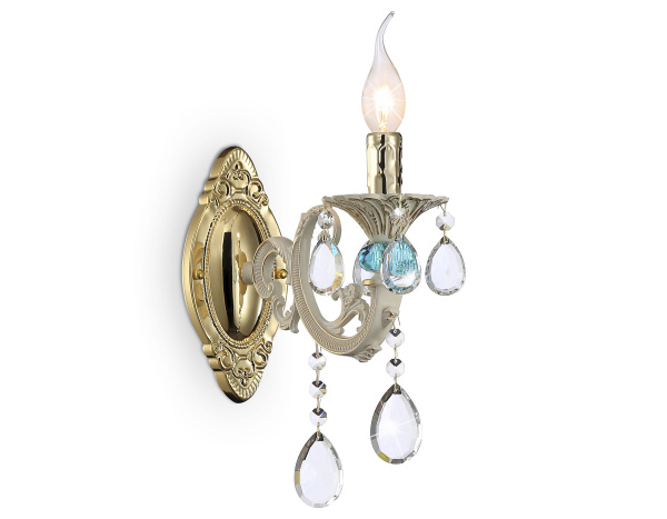 Ambrella Настенный светильник с хрусталем TR4932 GD/WH/CL золото/белый/прозрачный E14 max 40W 400*120*270