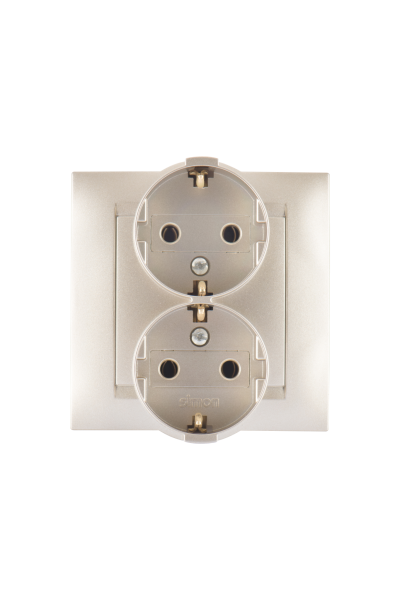 Купить Simon 15 Шампань Розетка 2-ая с/з, 16А, 250В, винт.зажим 1590459-034
