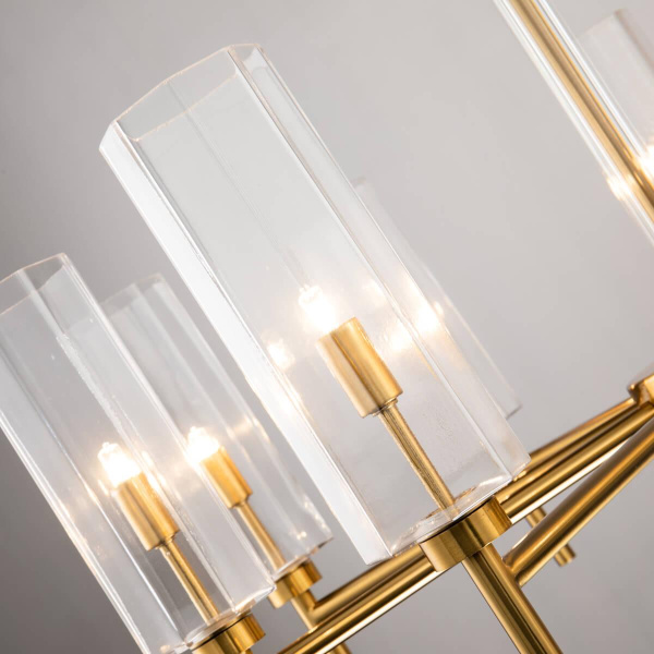 Купить Favourite 2648-9P подвесная люстра Каркас цвета латунь, плафоны из прозрачного стекла