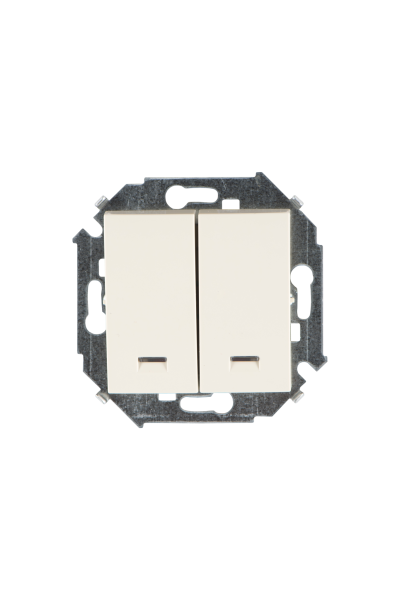 Купить Simon 15 Бежевый Выключатель 2-клавишный с подсветкой, 16А, 250В, винт.зажим 1591392-031