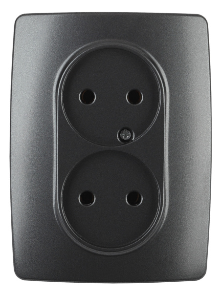 ЭРА 12-2107-05 Розетка 2X2P, 16A-250В, IP20, 12, Антрацит