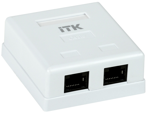 IEK ITK Настенная инф.розетка RJ-45, кат.6, 2-порта CS2-1C6U-22
