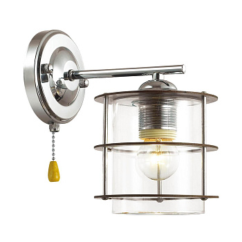 Lumion 3504/1W LN18 215 хром/плафон стекло/дерев. декор на плафоне Бра Е27 60W 220V ROTONDUM