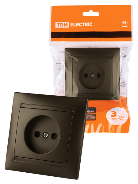 TDM Розетка 2П 10А 250В с защ. шт. бронза "Лама" SQ1815-0710