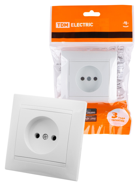 TDM Розетка 2П 10А 250В белая "Лама" SQ1815-0022