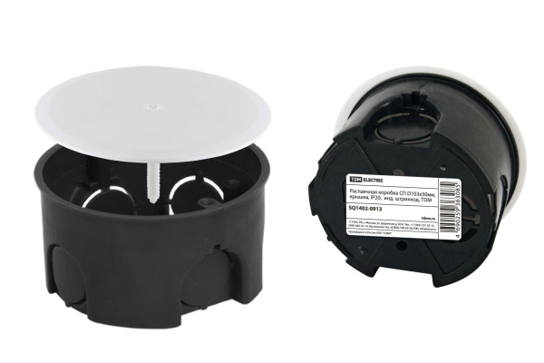 TDM Распаячная коробка СП D103х50мм, крышка, IP20,  инд. штрихкод, SQ1402-0913