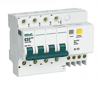 Dekraft Автоматический выключатель дифференциального тока (АВДТ) со встр. защ. от сверхтоков 4P 32A 100мА селективный ДИФ-101 S 15311DEK