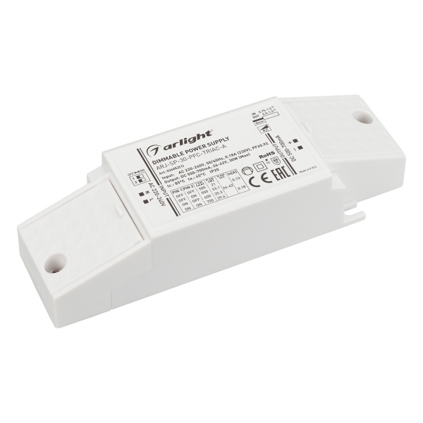 Arlight Блок питания ARJ-SP-30-PFC-TRIAC-INS (30W, 26-42V, 0.5-0.7A) (IP20 Пластик, 5 лет 026052(1)
