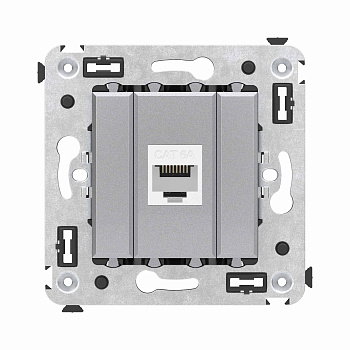 DKC Компьютерная розетка RJ-45 без шторки в стену, кат.6А одинарная, "Avanti", "Закаленная сталь"