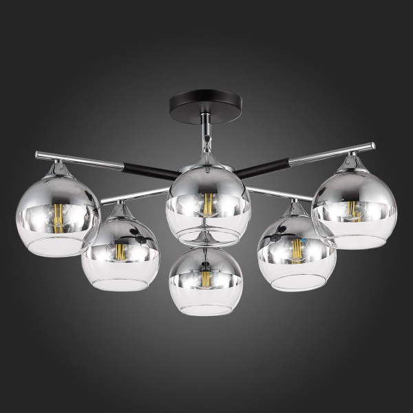 Купить Evoluce SLE106502-06 Светильник потолочный Черный, Хром/Хром, Прозрачный E27 6*60W