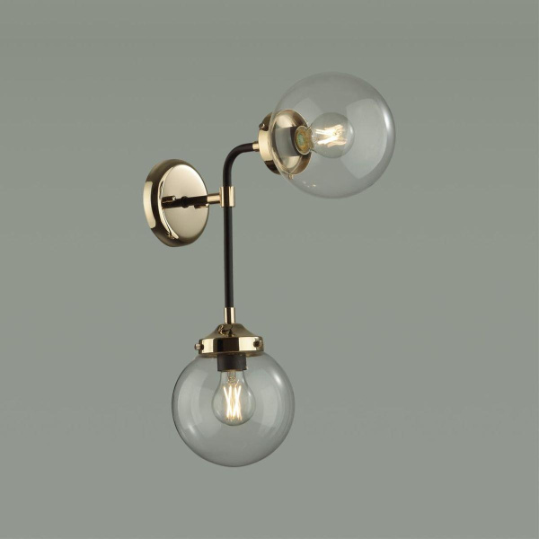 Купить Odeon Light 4971/2W LOFT ODL22 477 черный/золотой/прозрачный/стекло Бра E27 2*40W PRIAMA