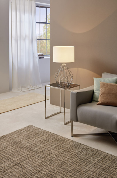Купить Eglo Лампа настольная PEDREGAL, 1х60W (E27), Ø350, H645, сталь, хром/ткань, белый 95187