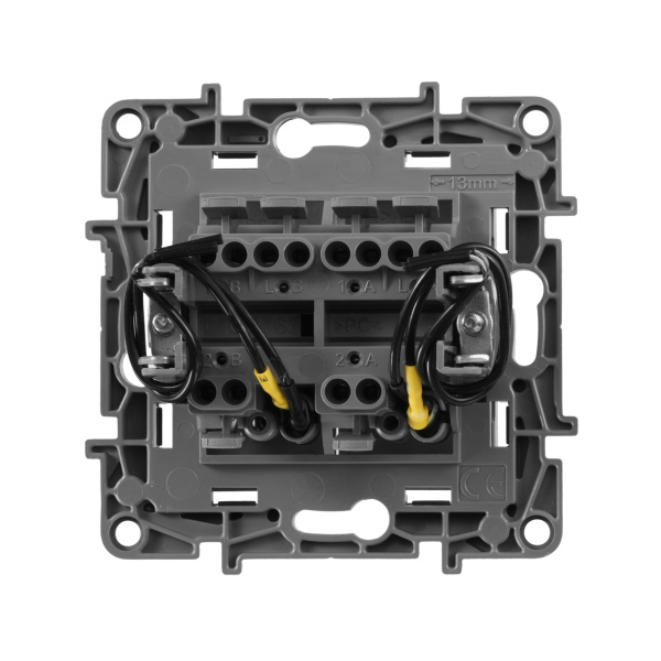 Купить Legrand Etika Алюминий Переключатель 2-клавишный с подсветкой, 10А, Автоматические клеммы 672416