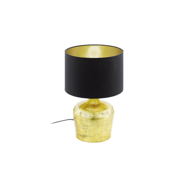 Eglo Лампа настольная MANALBA, 1х60W(E27), Ø250, H380, сталь, золотой/текстиль, черный, золотой 95386