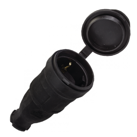 EKF Basic Розетка переносная с защитной крышкой каучуковая 230В 2P+PE 16A IP44
