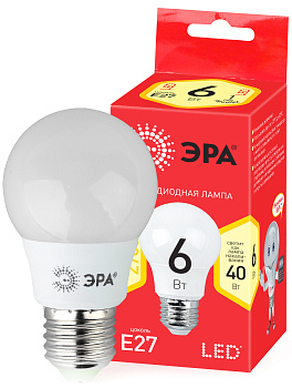 ЭРА ECO LED A55-6W-827-E27 (диод, груша, 6Вт, тепл, E27)