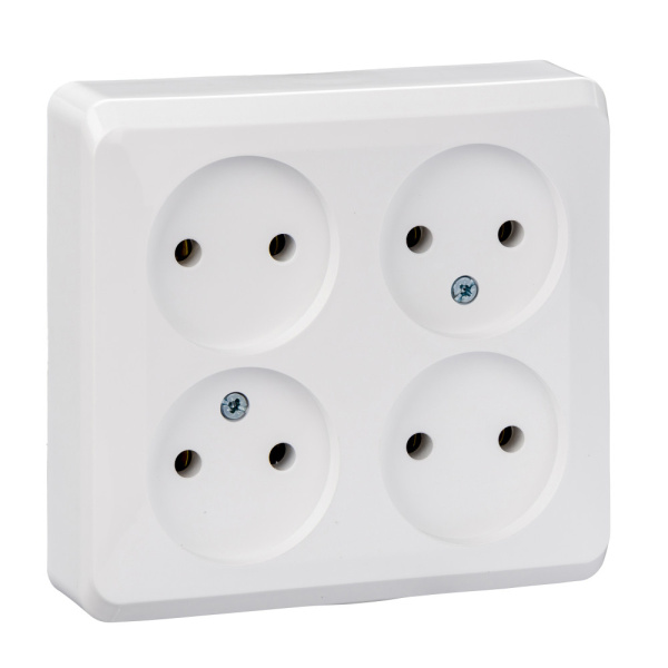 Systeme Electric Этюд наруж Бел Розетка 4-ая б/з без шторок