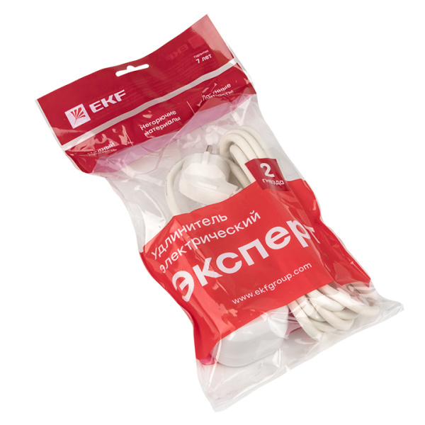 Купить EKF PROxima Удлинитель "Эксперт" 2 гнезда 3 метра 16А/3,5кВт с заземлением ПВС 3х1