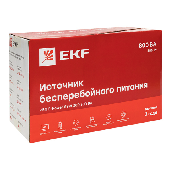 Купить EKF PROxima Источник Бесперебойного Питания Линейно-интерактивный E-Power SSW 200 800 ВА