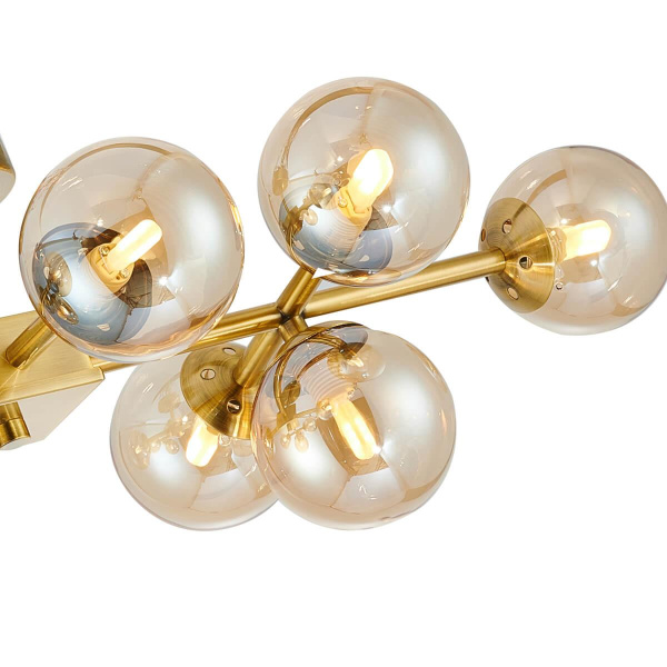 Купить Favourite 2649-10U потолочная люстра Каркас цвета латунь, плафоны из выдувного стекла янтарного цвета