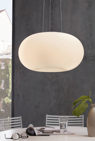 Купить Eglo Подвес OPTICA, 2X60W (E27), Ø445, никель матовый/опаловое стекло, белый 86815