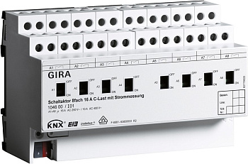 Gira KNX Актор 8-канальный 16 А контроль силы тока возм ручн упр DIN-рейка 104600