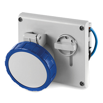 DKC Розетка панельная с механической блокировкой и верхним расположением разъема IP67 32А 2P+E 230В