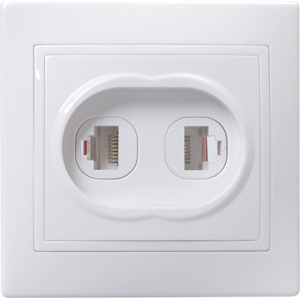 IEK KVARTA РK/T12-КБ Розетка 2местн. комп. и телеф. (белый)
