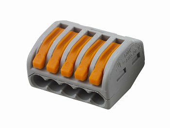 222-415 Универсальная клемма, 5-проводная, серая (0,08-2,5/4 мм²) (40 шт./уп.) Rexant 07-5155