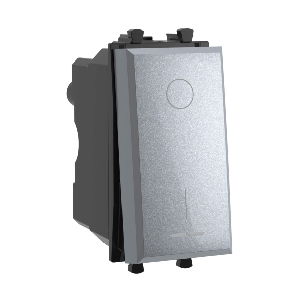 Купить DKC Выключатель двухполюсный одноклавишный модульный, "Avanti", "Закаленная сталь", 1 модуль