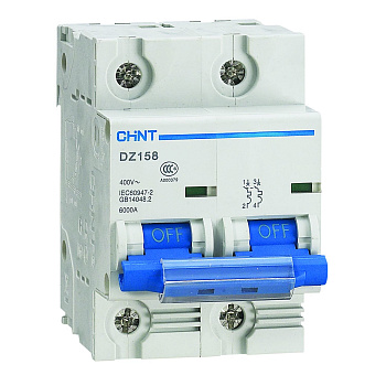 CHINT Автоматический выключатель DZ158-125H 2P 125A 10kA х-ка (8-12In) (R) 158108