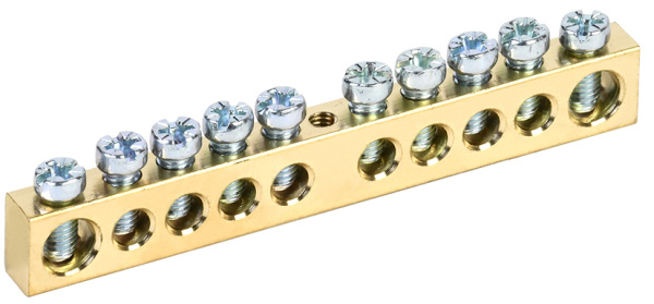 IEK Шина PEN земля-ноль 8х12мм 10/1 (10групп/креп по цент)