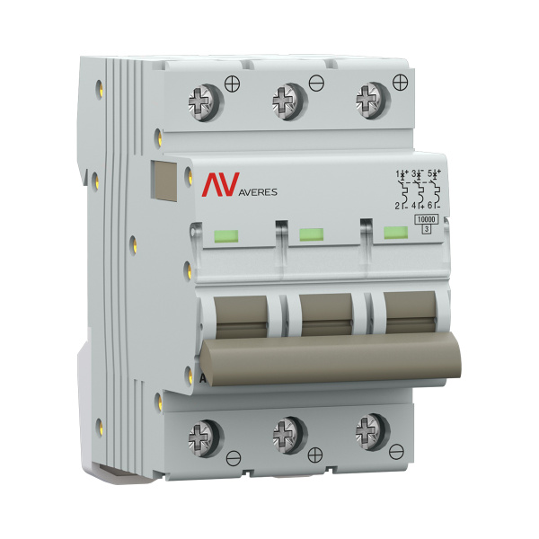 Купить Выключатель автоматический AV-10 DC 3P 6A (C) 10kA EKF AVERES mcb10-DC-3-06C-av