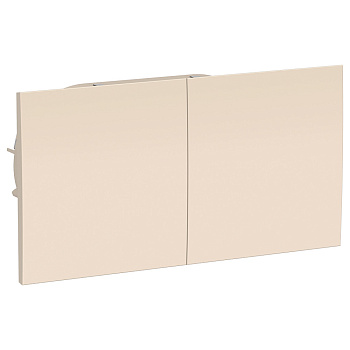 Systeme Electric AtlasDesign Беж Розетка с/з двойная, со шторками, с крышкой, 16А, в сборе