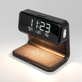 Eurosvet Светодиодная настольная лампа с беспроводной зарядкой и будильником 80506/1 черный a054133