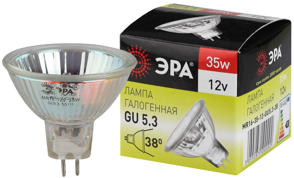ЭРА GU5.3-MR16-35W-12V-CL (галоген, софит, 35Вт, нейтр, GU5.3)