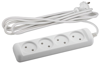 ЭРА U-4-3m Удлинитель без заземления., 4гн, 3м, ПВС, 2х1мм2, 10А