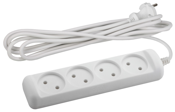 ЭРА U-4-3m Удлинитель без заземления., 4гн, 3м, ПВС, 2х1мм2, 10А