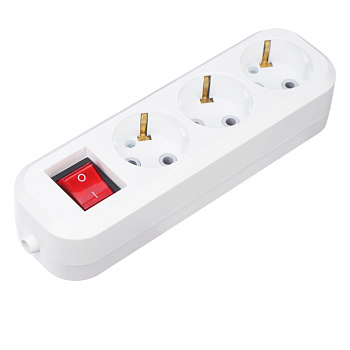 Колодка 3 гнезда с кнопкой c заземлением Rexant 11-8706