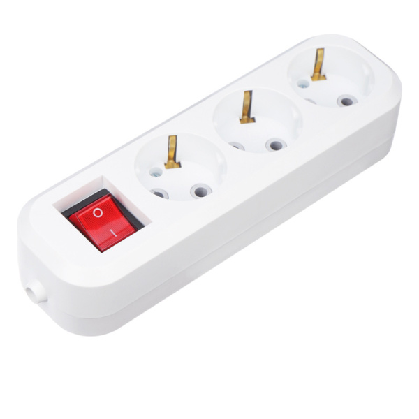 Колодка 3 гнезда с кнопкой c заземлением Rexant 11-8706