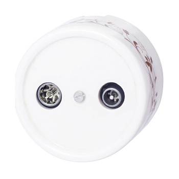 BIRONI Лизетта Керамика Белый Розетка R/TV-Sat проходная (декор D6/2) B1-304-01-D6/2