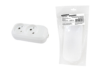 TDM Колодка розеточная 2 гнезда 2П б/з 10А 250В белая серии "Народная" SQ1806-0413