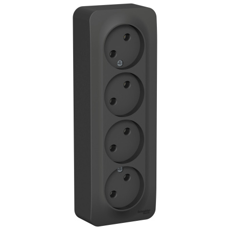 Systeme Electric Blanca наруж Антрацит Розетка 4-ая б/з без шторок 16А, 250В, изолир. пластина