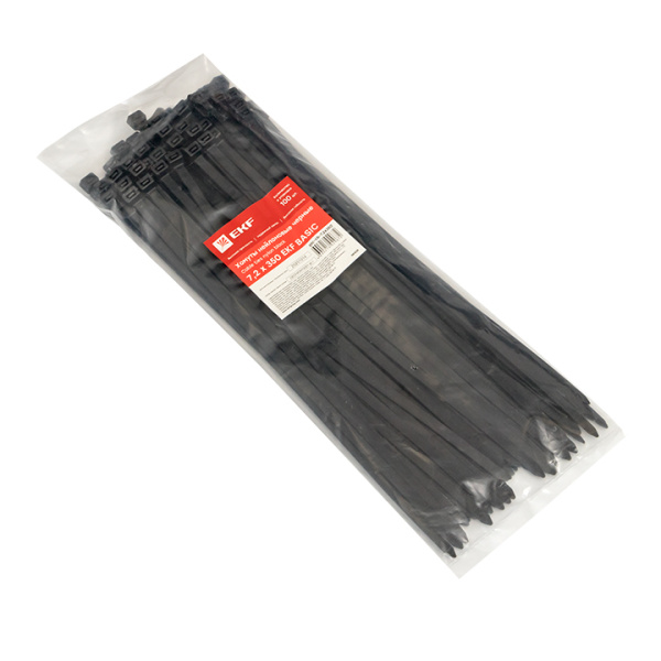 Купить EKF Basic Хомут нейлоновый черный (7,2х350) (100шт.)