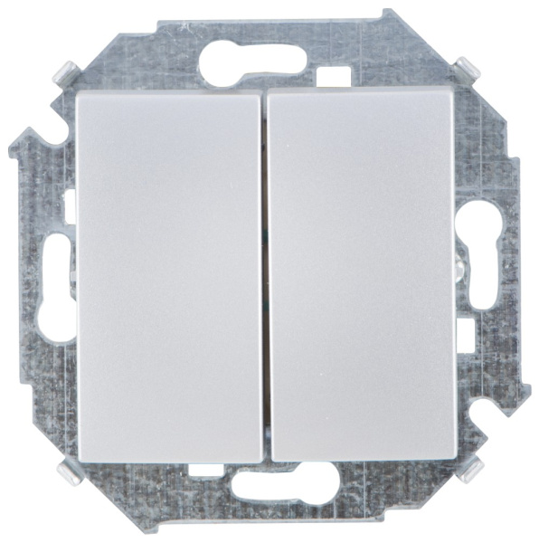 Simon 15 Алюминий Выключатель 2-клавишный, 16А, 250В, винт.зажим 1591398-033