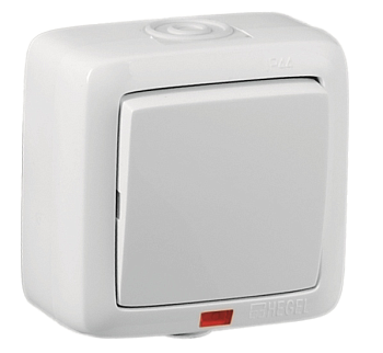 Hegel Альфа наруж Белый ВА10-212 Выключатель 1-клавишный с индикацией, брызгозащищенный