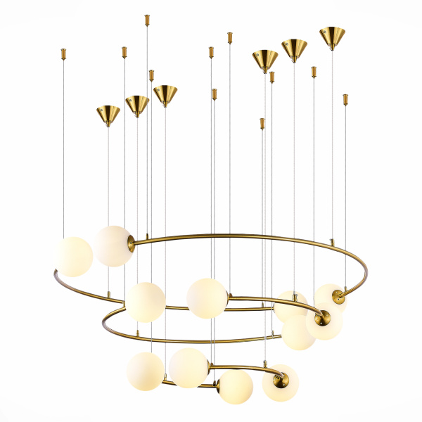 ST LUCE SL1186.303.12 Светильник подвесной Латунь/Молочный G9 12*5W